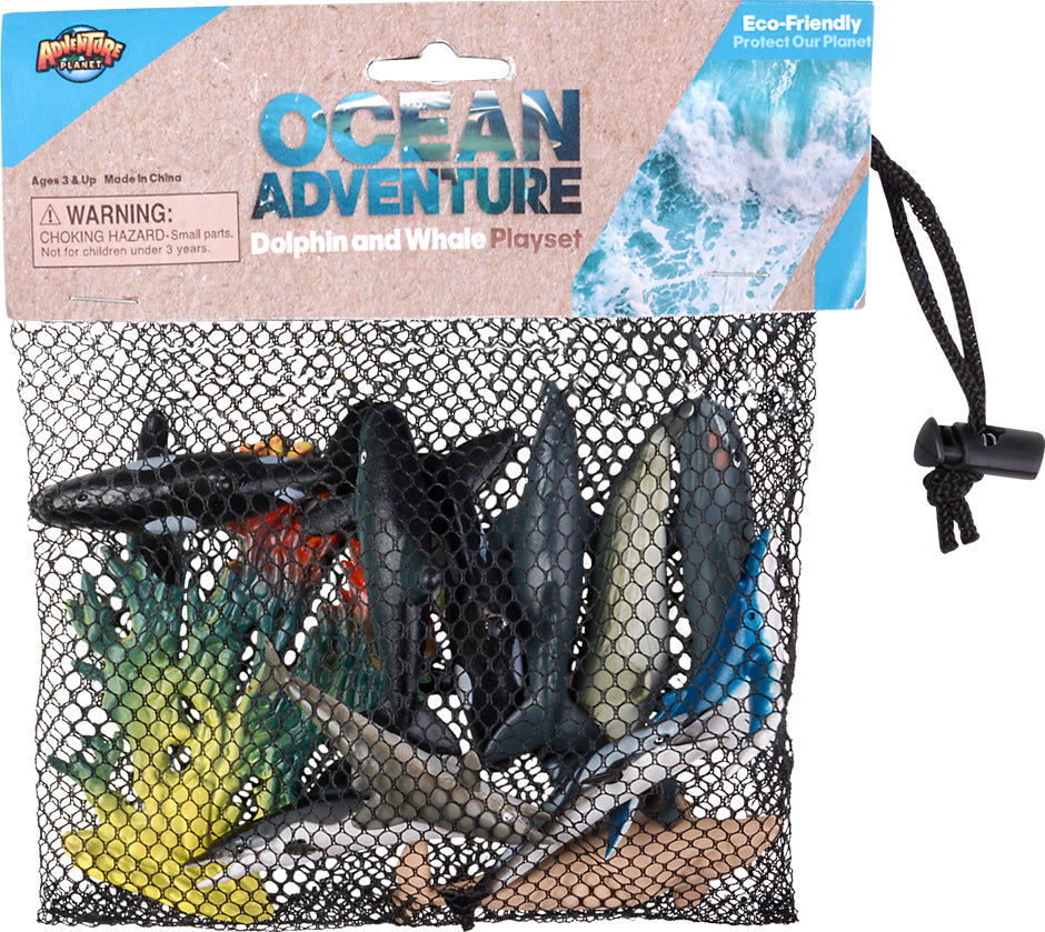 Set of 12 Dolphins and Whales in a Mesh Bag Toy Network