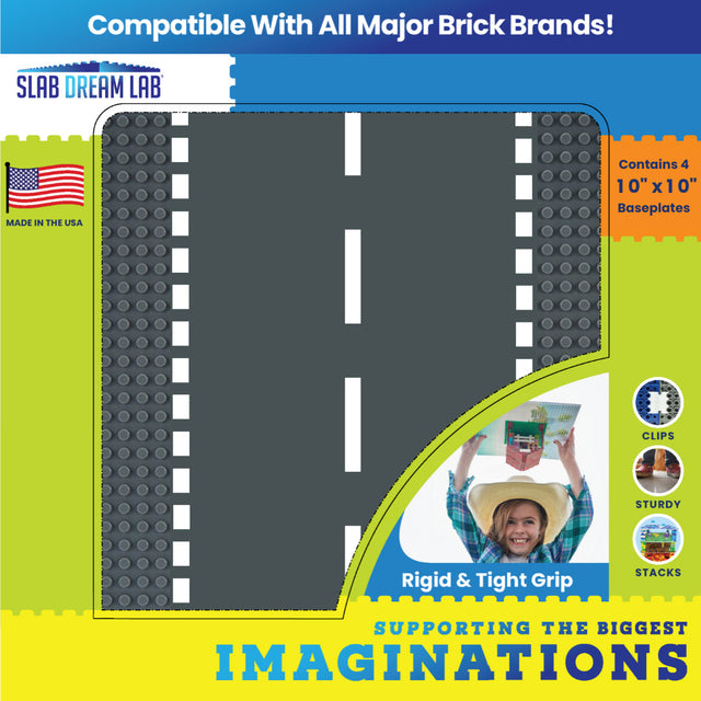 4PK Gray City Streets Baseplates