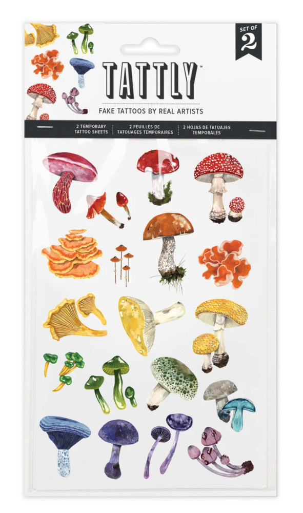 Colorful Mushrooms Tattoo Sheet